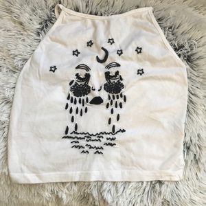Brandy Melville Crying Eyes Halter Top